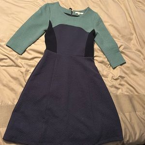 Boden colorblock Fit and Flare Ponte midi dress.